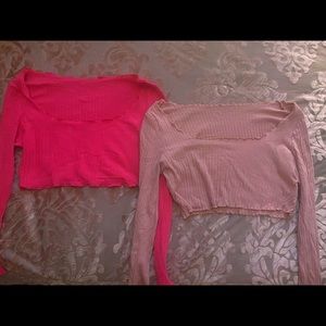 light pink and dark pink long sleeve crop top 💕.